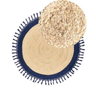 Beliani - MARTS - Vloerkleed - Donkerblauw - 140 cm - Jute