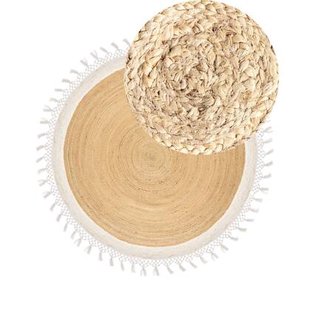 Beliani - MARTS - Vloerkleed - Beige|Wit - 200 cm - Jute