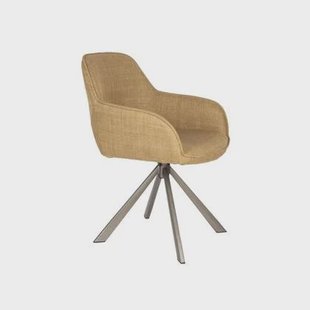 Giga Meubel - Eetkamerstoel Geel Stof - Draaibaar - Toye - Set van 2