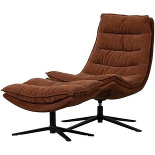 WOOOD Kube Draaifauteuil Met Hocker - Chenille stof - Bruin