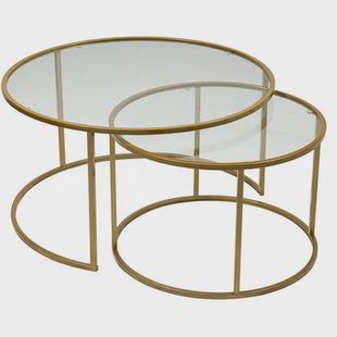 Giga Meubel - Salontafel Goud|Glas - Set van 2 - Belarus