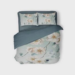 Eleganzzz Dekbedovertrek Micropercal Wildflower - light blue