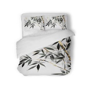 Eleganzzz Dekbedovertrek Micropercal Silent Leaves - white