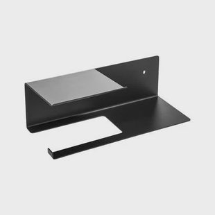 XIVADA Toiletrolhouder Fava - Met plankje - Boren - Rvs - Zwart