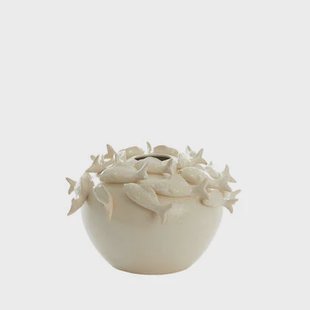 Light & Living Light&living Vaas deco Ø40x27 cm FISH keramiek crème