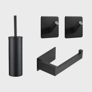 XIVADA Toilet accessoires set - 4 delig - Zonder boren - Rvs - Zwart