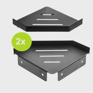 XIVADA Doucherek Huca - Hoekrek - Boren - Rvs - Zwart - Set van 2