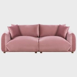 Beliani - LUVOS - Driezitsbank - Roze - Fluweel