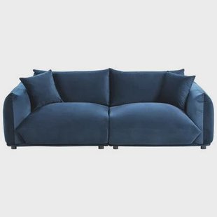 Beliani - LUVOS - Driezitsbank - Donkerblauw - Fluweel