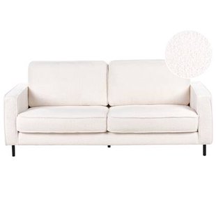 Beliani - SAVALEN - Driezitsbank - Wit - Bouclé