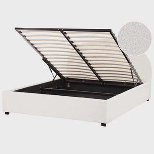 Beliani-VAUCLUSE-Bed met opbergruimte-Gebroken wit-160 x 200 cm-Bouclé
