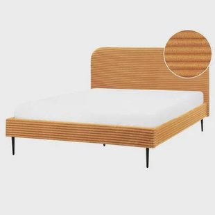 Beliani - FLAYAT - Tweepersoonsbed - Oranje - 160 x 200 cm - Corduroy