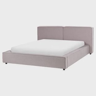 Beliani - LINARDS - Tweepersoonsbed - Lichtbruin - 160 x 200 cm - Stof