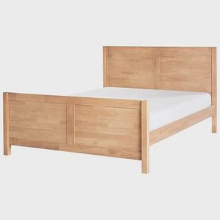 Beliani-CHAMPAGNAT-Tweepersoonsbed-Lichtbruin-140 x 200 cm-Rubberhout