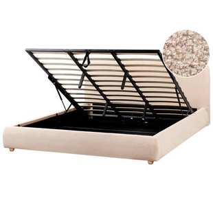 Beliani-BLAGNAC-Bed met opbergruimte-Beige-180 x 200 cm-Bouclé
