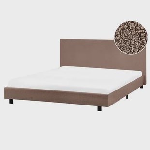 Beliani - ALBI - Tweepersoonsbed - Bruin - 160 x 200 cm - Bouclé