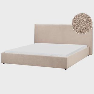 Beliani - LAVAUR - Tweepersoonsbed - Taupe - 180 x 200 cm - Bouclé