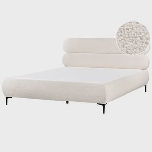 Beliani - LESSAY - Tweepersoonsbed - Off-white - 180 x 200 cm - Bouclé