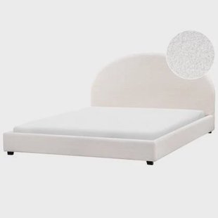 Beliani-VAUCLUSE-Tweepersoonsbed-Gebroken wit-180 x 200 cm-Bouclé