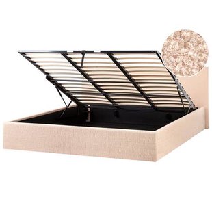 Beliani - ORBEY - Bed met opbergruimte - Beige - 180 x 200 cm - Bouclé