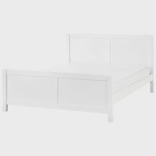 Beliani-CHAMPAGNAT-Tweepersoonsbed-Wit-160 x 200 cm-Rubberhout