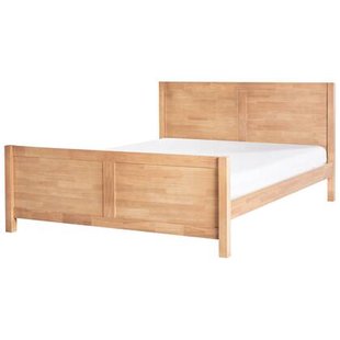 Beliani-CHAMPAGNAT-Tweepersoonsbed-Lichtbruin-160 x 200 cm-Rubberhout