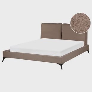 Beliani - MELLE - Tweepersoonsbed - Bruin - 160 x 200 cm - Bouclé