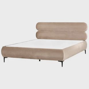 Beliani - LESSAY - Tweepersoonsbed - Taupe - 180 x 200 cm - Fluweel