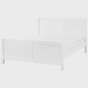 Beliani-CHAMPAGNAT-Tweepersoonsbed-Wit-140 x 200 cm-Rubberhout