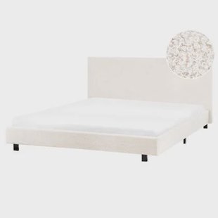 Beliani - ALBI - Tweepersoonsbed - Off-white - 160 x 200 cm - Bouclé