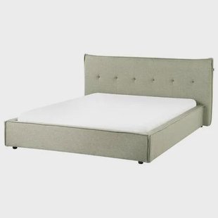 Beliani - LESTRE - Tweepersoonsbed - Groen - 160 x 200 cm - Linnen