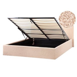 Beliani-ORBEY -Bed met opbergruimte-Beige-140 x 200 cm-Bouclé