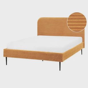 Beliani - FLAYAT - Tweepersoonsbed - Oranje - 140 x 200 cm - Corduroy