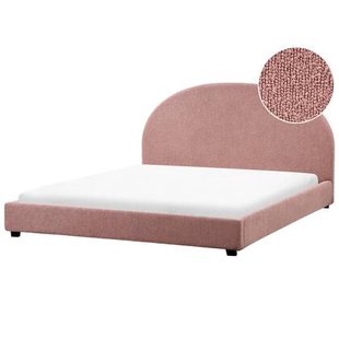 Beliani-VAUCLUSE-Tweepersoonsbed-Pastelroze-180 x 200 cm-Bouclé
