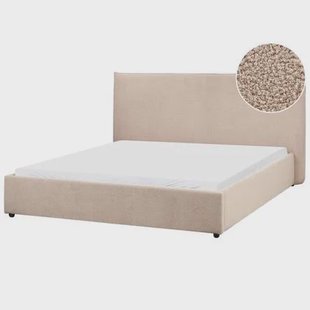 Beliani - LAVAUR - Tweepersoonsbed - Taupe - 160 x 200 cm - Bouclé
