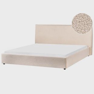 Beliani - LAVAUR - Tweepersoonsbed - Beige - 180 x 200 cm - Bouclé