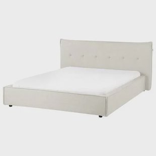 Beliani-LESTRE-Tweepersoonsbed-Gebroken wit-160 x 200 cm-Linnen