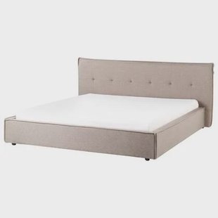 Beliani - LESTRE - Tweepersoonsbed - Taupe - 180 x 200 cm - Linnen