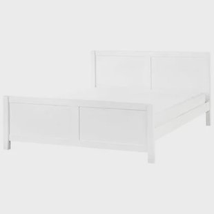 Beliani-CHAMPAGNAT-Tweepersoonsbed-Wit-180 x 200 cm-Rubberhout