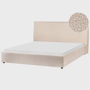 Beliani - LAVAUR - Tweepersoonsbed - Beige - 160 x 200 cm - Bouclé