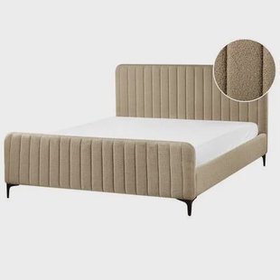 Beliani - LUNAN - Tweepersoonsbed - Taupe - 160 x 200 cm - Bouclé