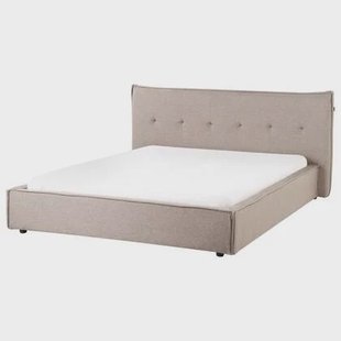 Beliani - LESTRE - Tweepersoonsbed - Taupe - 160 x 200 cm - Linnen