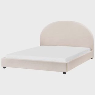 Beliani-VAUCLUSE-Tweepersoonsbed-Lichtbeige-160 x 200 cm-Polyester