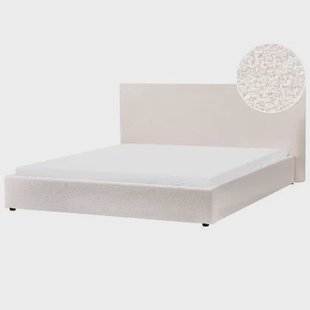 Beliani - LAVAUR - Tweepersoonsbed - Off-white - 180 x 200 cm - Bouclé