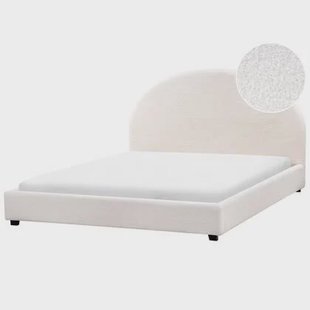 Beliani-VAUCLUSE-Tweepersoonsbed-Gebroken wit-160 x 200 cm-Bouclé