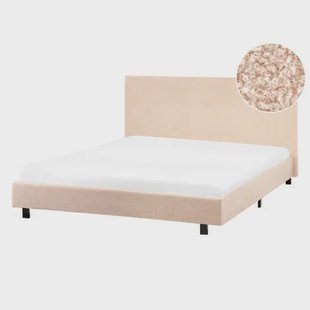 Beliani - ALBI - Tweepersoonsbed - Beige - 140 x 200 cm - Bouclé