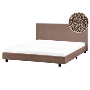 Beliani - ALBI - Tweepersoonsbed - Bruin - 180 x 200 cm - Bouclé