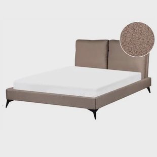 Beliani - MELLE - Tweepersoonsbed - Bruin - 140 x 200 cm - Bouclé