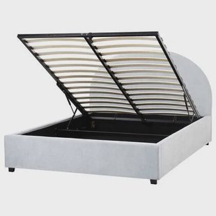 Beliani-VAUCLUSE-Bed met opbergruimte-Lichtblauw-140 x 200 cm-Stof