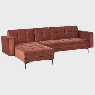 Beliani-ALNES-Hoekbank 4-zits-Lichtrood-Rechtszijdig-Polyester